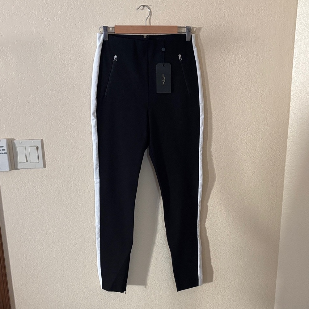 Rage and Bone Black Pants with White Stripes